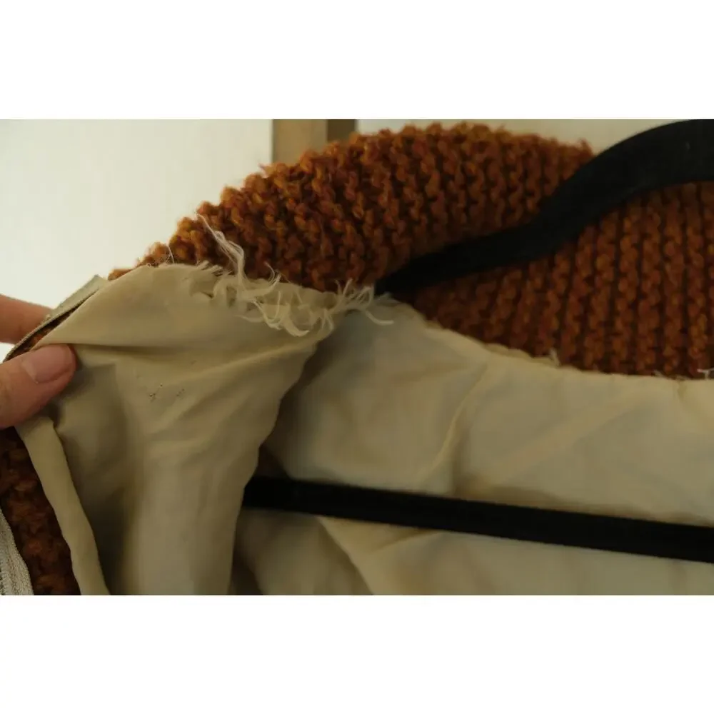 Vintage Cowichan Style Handmade Pronghorn Antelope Knit Sweater Brown Women's Sm - Picture 3 of 4